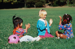 girls playing outside