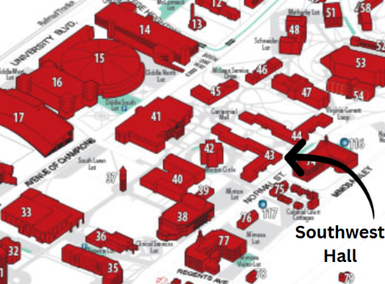 Map Showing Southwest Hall Location