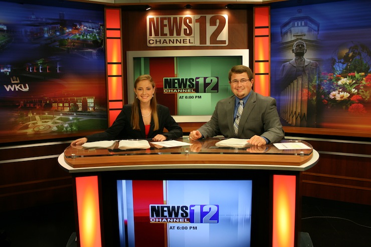 Set Photo Photo of two anchors on the new set.