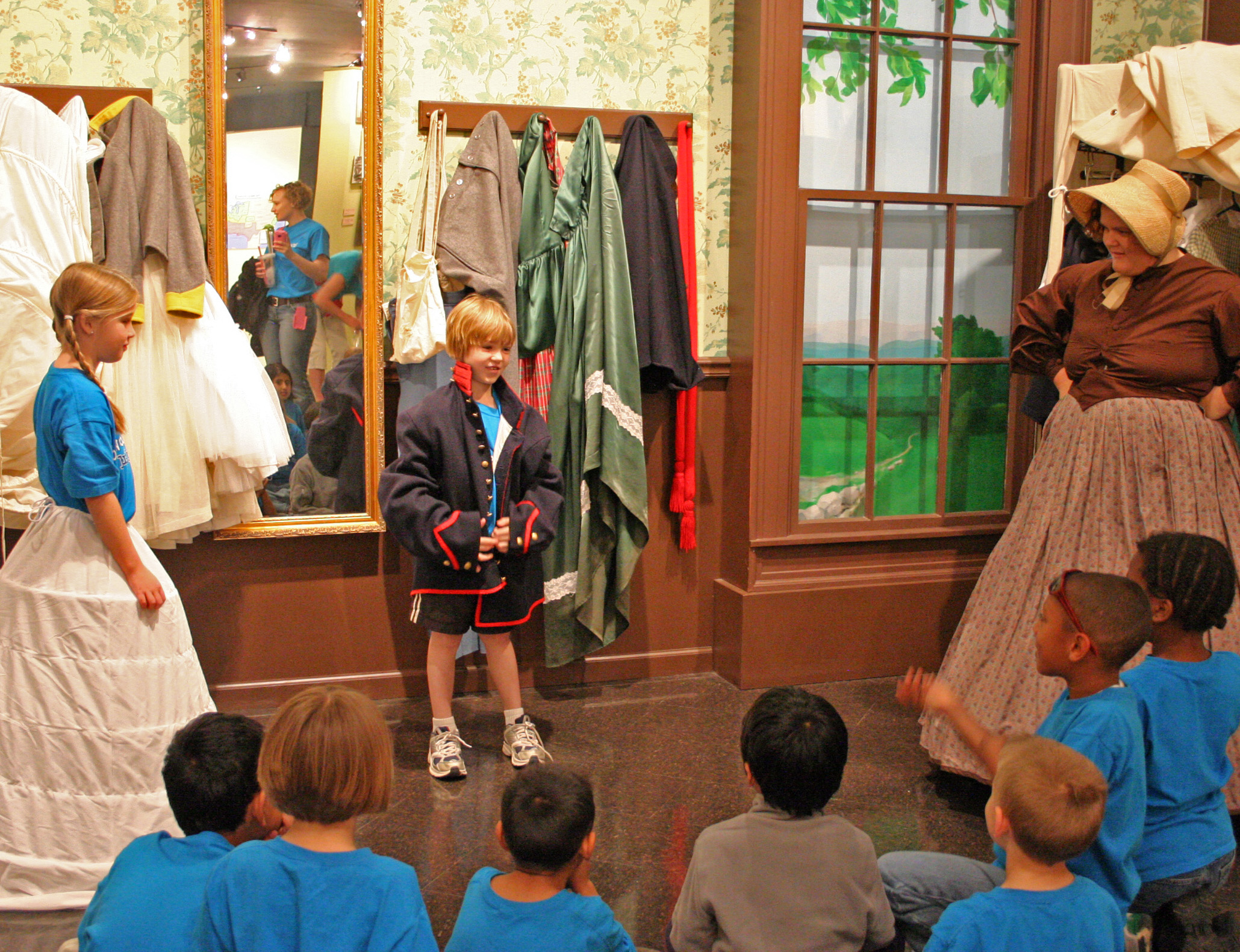 Civil War fieldtrip with docent and students