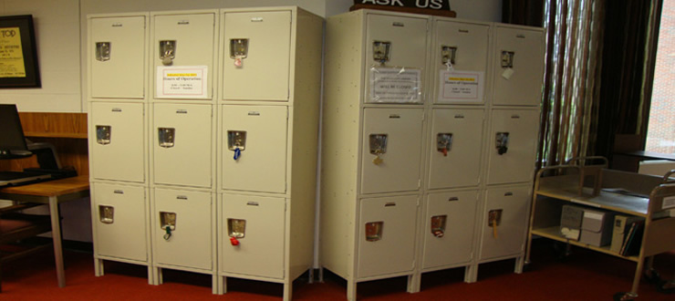 Lockers in the Harrison-Baird Reading Room Lockers in the Harrison-Baird Reading Room