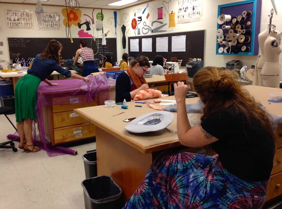 Students working on costumes for WinterDance.