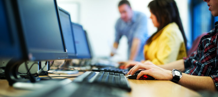 Students working at computers