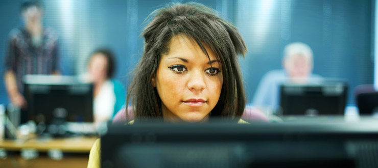 student at computer