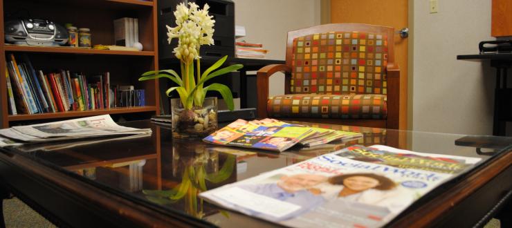 the client seating area in the Family Resource Program office