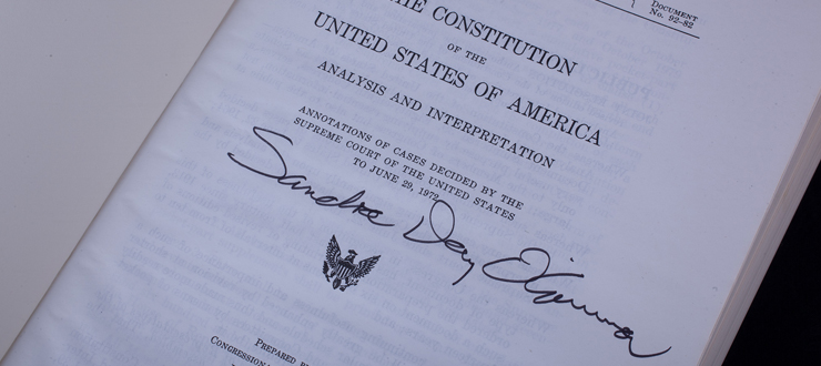 #caption2 Copy of the U.S. Constitution belonging to U.S. Supreme Court Justice Sandra Day O'Connor