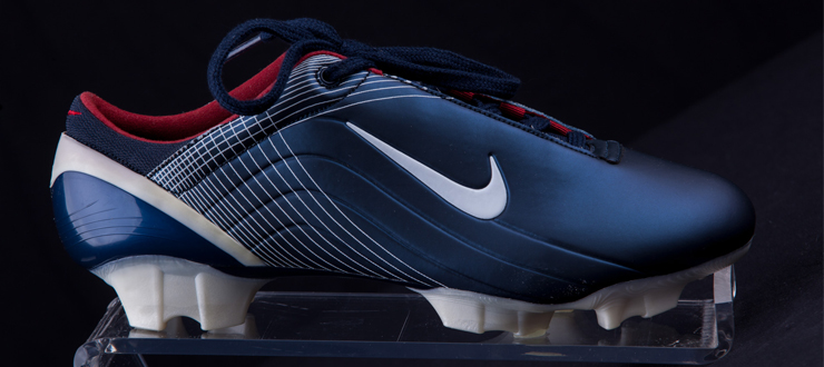 #caption6 Soccer cleat belonging to U.S. National Women’s Soccer Team leader and Olympian Mia Hamm