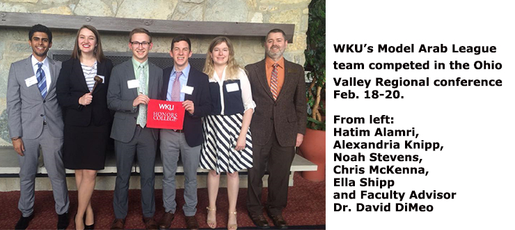 WKU’s Model Arab League team competed last week in the Ohio Valley Regional conference, where several members were recognized with awards.
