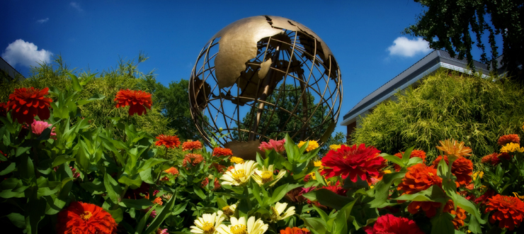 Image of Globe sculpture on WKU's campus