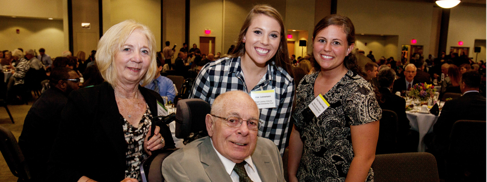 #caption8 Janice and Dr. John Vokurka meet Alex Lonnemann and Emily Forbes, recipients of the Shawn Lindsey Vokurka Memorial Scholarship.