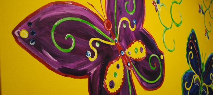 #caption4 butterfly art work in the main CEC hallway