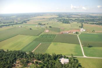aerial shot of farm