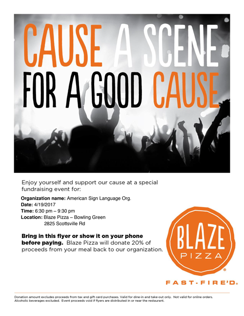 ASLO Blaze Fundraiser Flyer