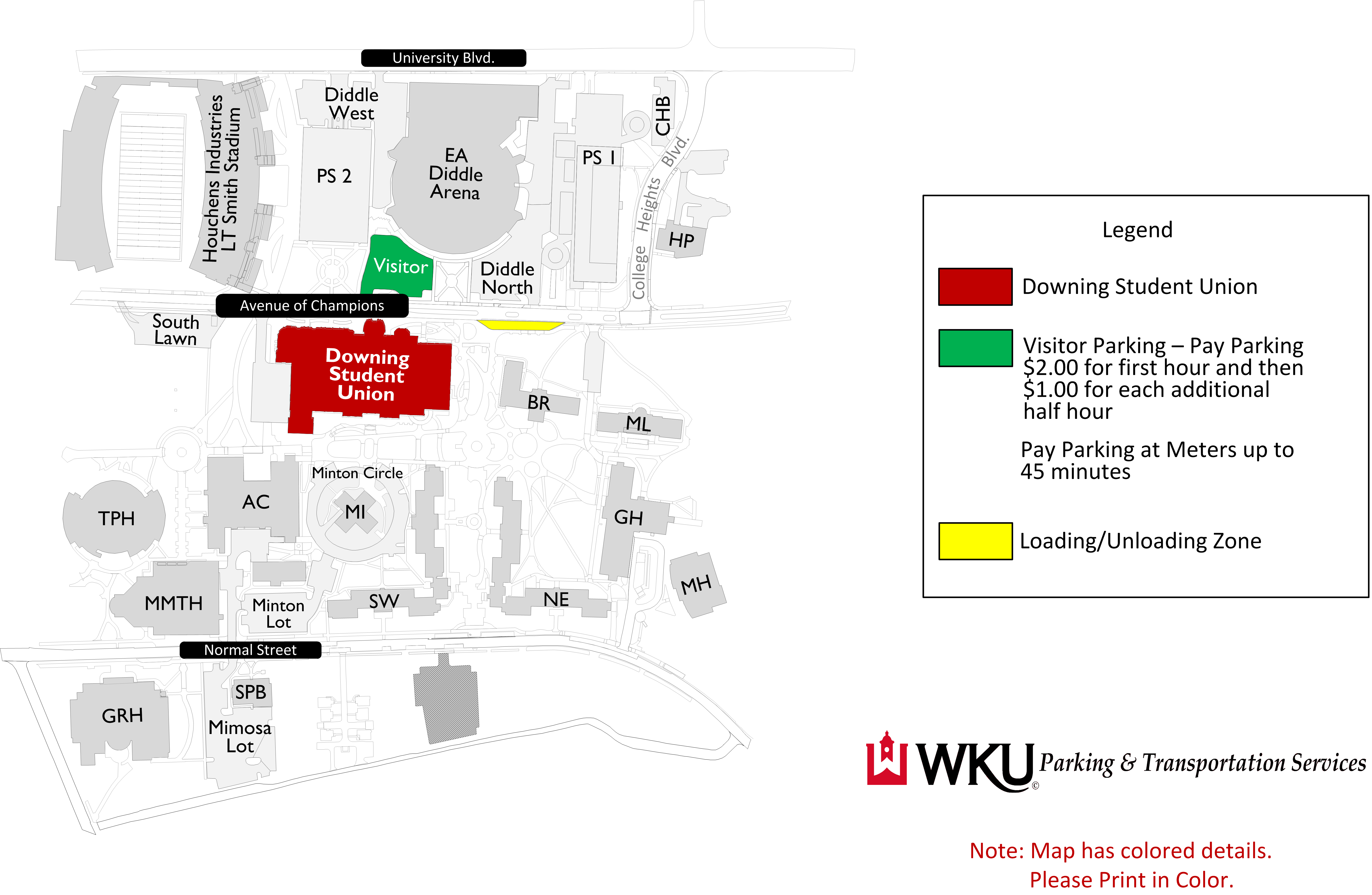 Union Parking Map Western Kentucky University