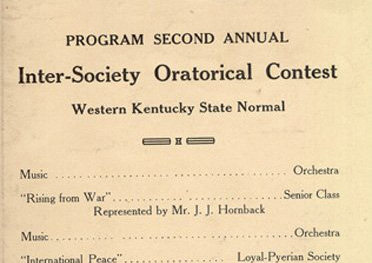 Program for the 1911 Western Kentucky State Normal School's inter-society oratorical competition