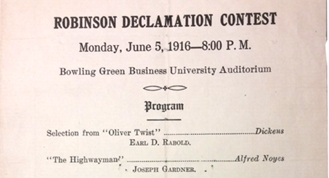 Program from the 1916 Robinson Declamation