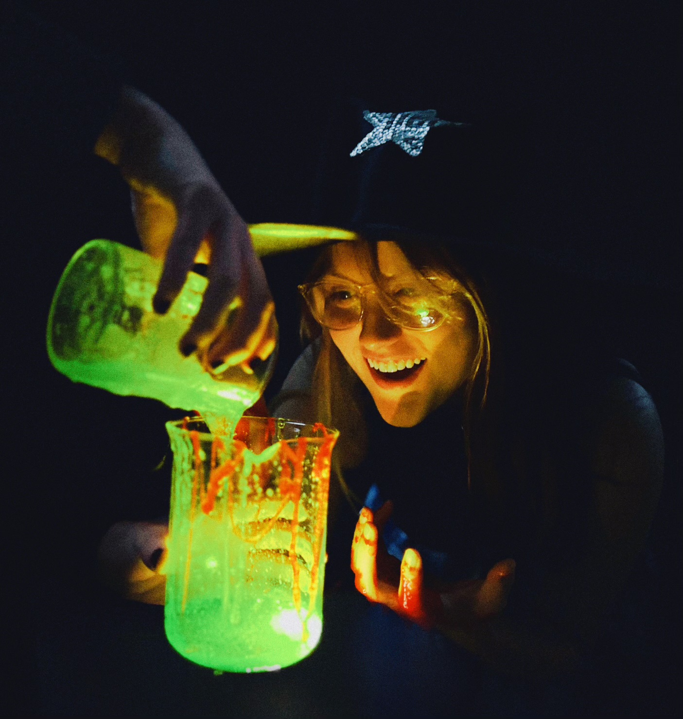 student enoying glowing slime