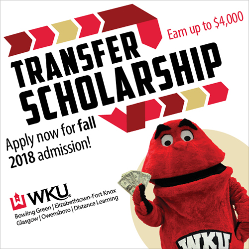 Transfer Scholarship application deadline April 1 for fall 2018 admission
