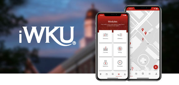 The iWKU Mobile Application on an iOS and Android device