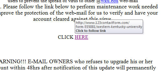 WKU example phishing link