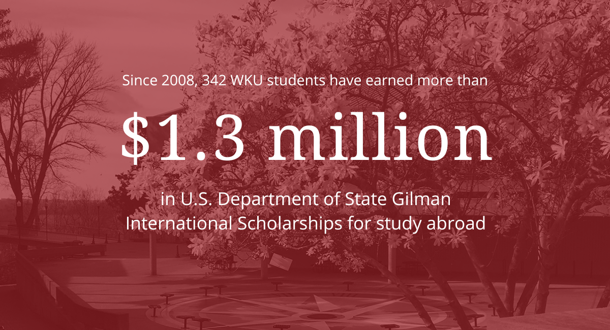 Since the Office of Scholar Development was founded, nearly 350 WKU students have earned more than $1.3 million in Gilman International Scholarships