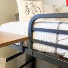 Floating shelf and bedrail on bedframe