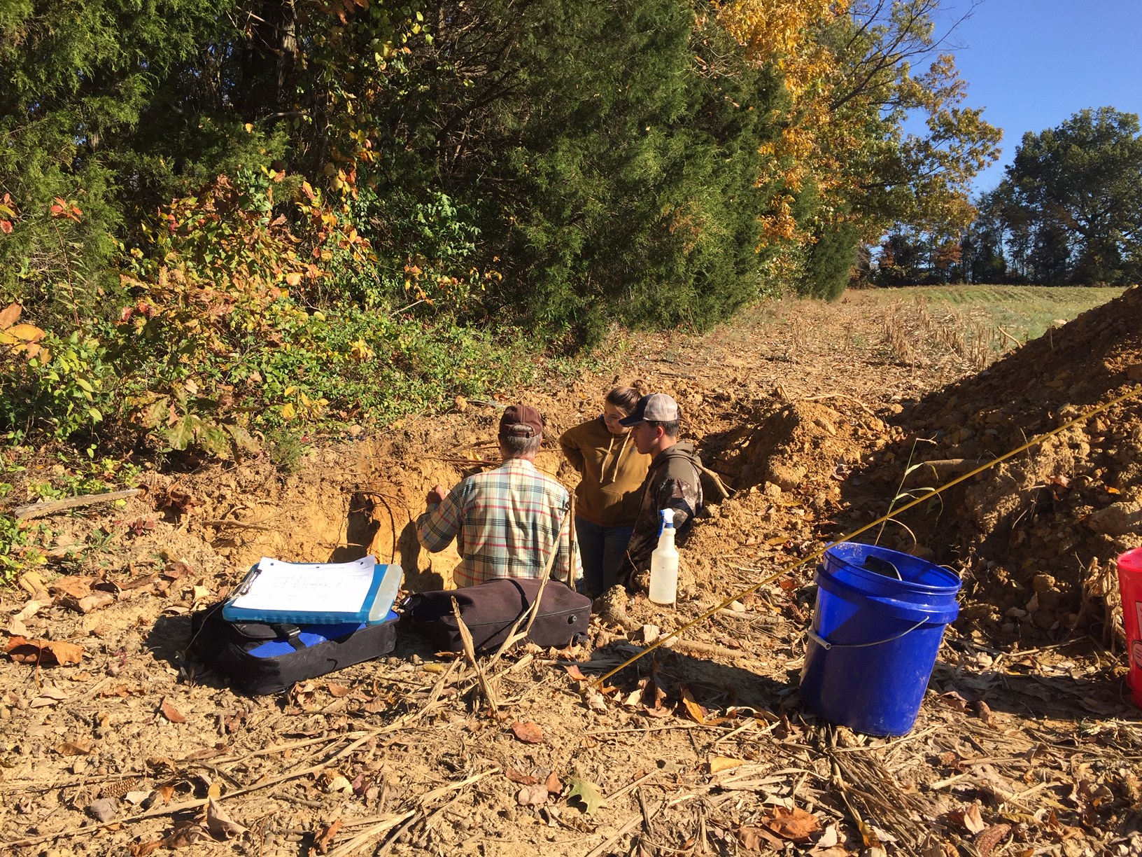 WKU agriculture students study soil judging at the WKU farm.