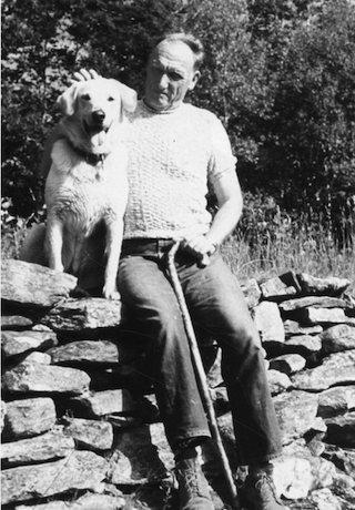 Robert Penn Warren with the family dog, 1968.