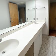 Bathroom area with vanity, two sinks