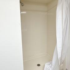 Shower space with curtain liner