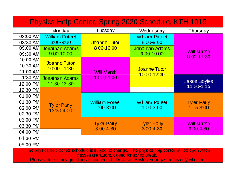 Physics Help Center Western Kentucky University