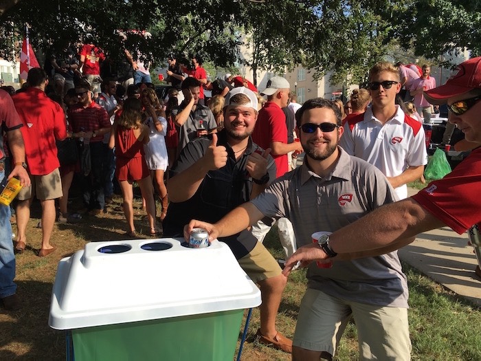 Fraternities Recycling during Tailgating Recycling Challenge