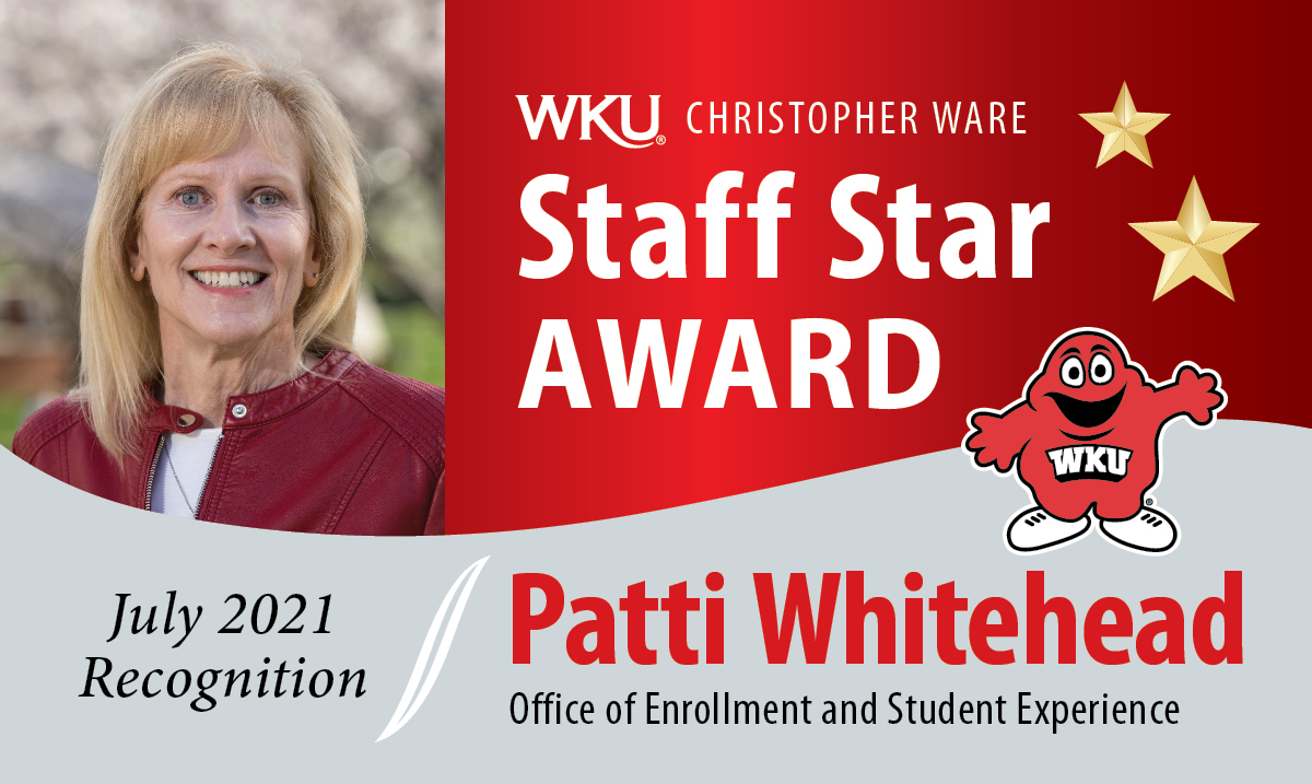 Patti Whitehead July 2021 Christoper Ware Staff Star Award recipient