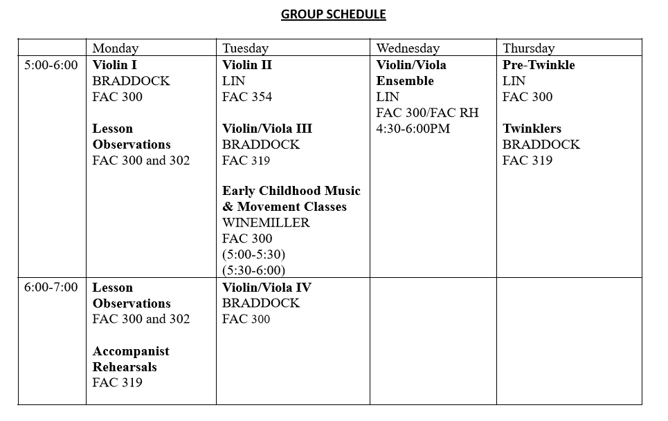 Group Lesson Schedule Western Kentucky University