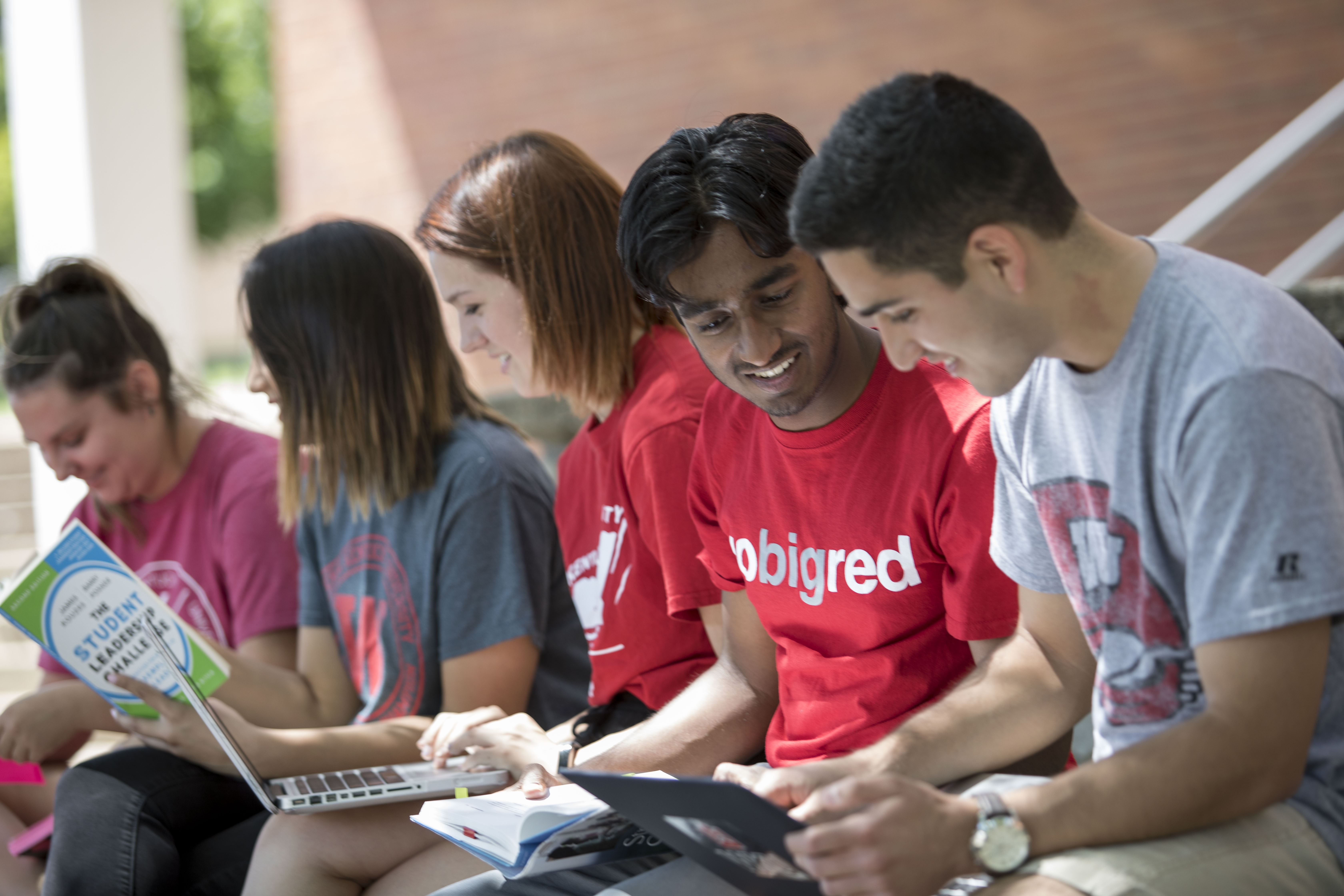 Students reading and studying outside