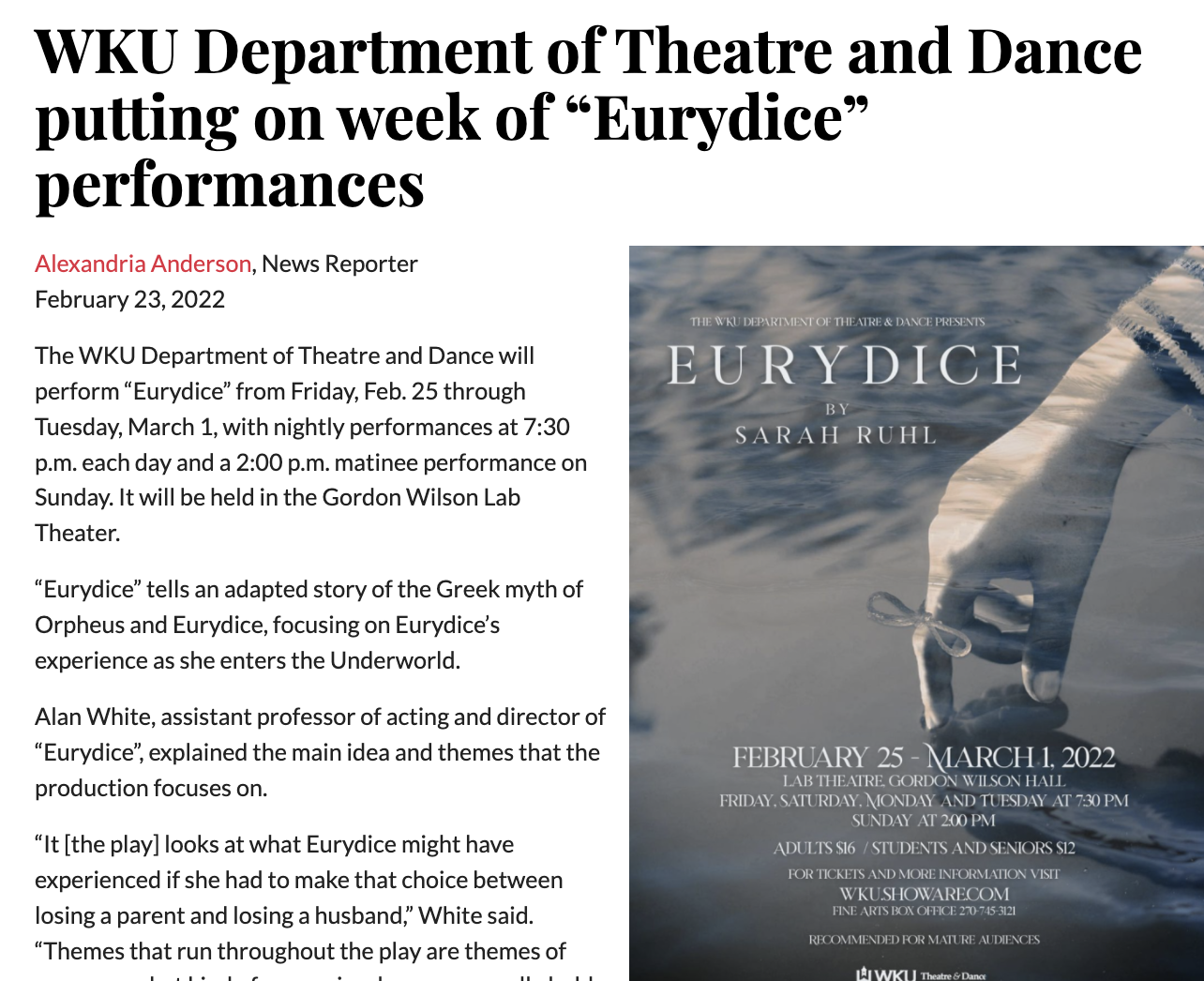 Eurydice News Article